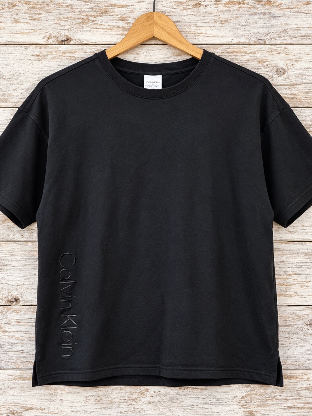 Calvin Klein Black Lounge Tee Gloss Logo Short Sleeve L NWT